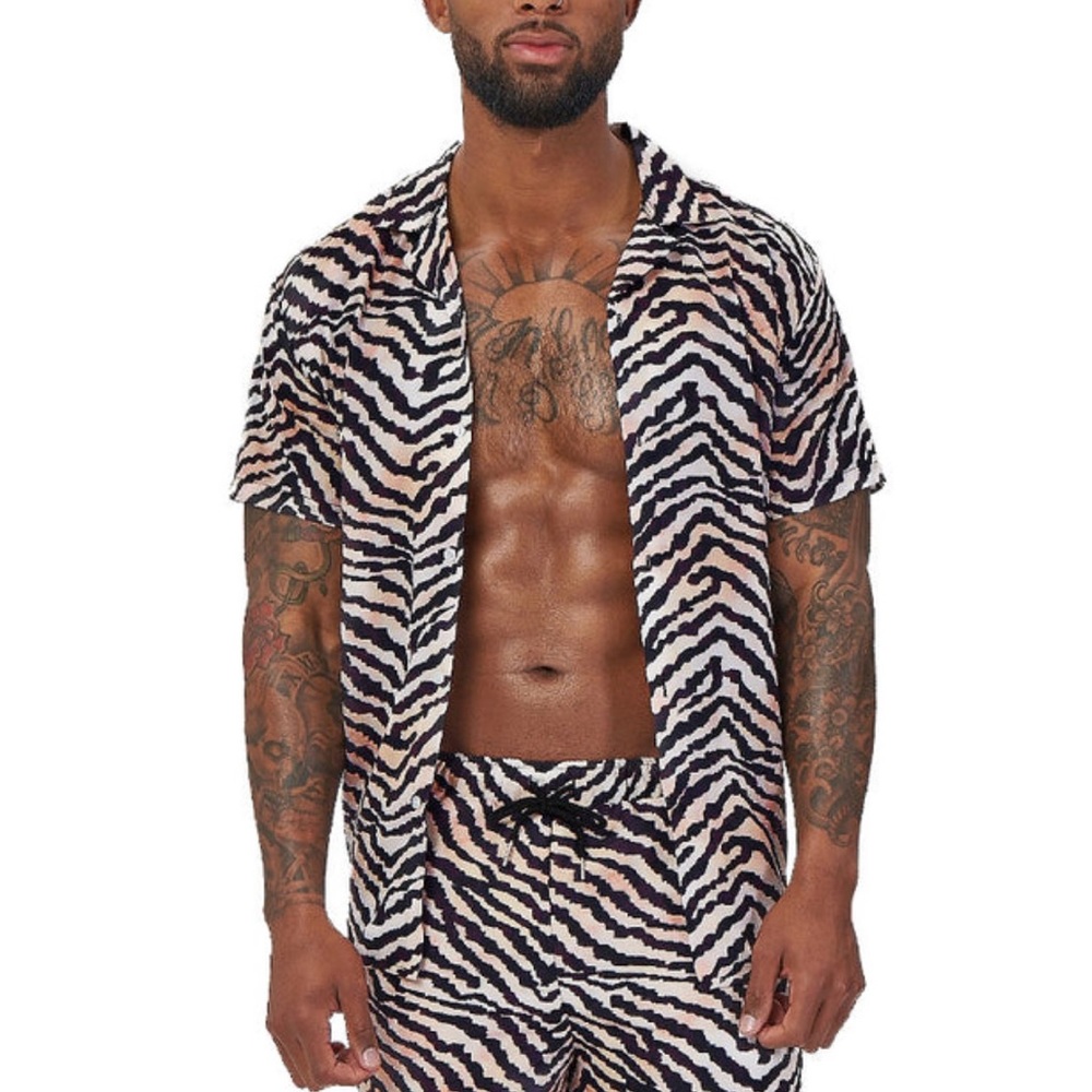 NWT zebra print swim shirt xl and short large